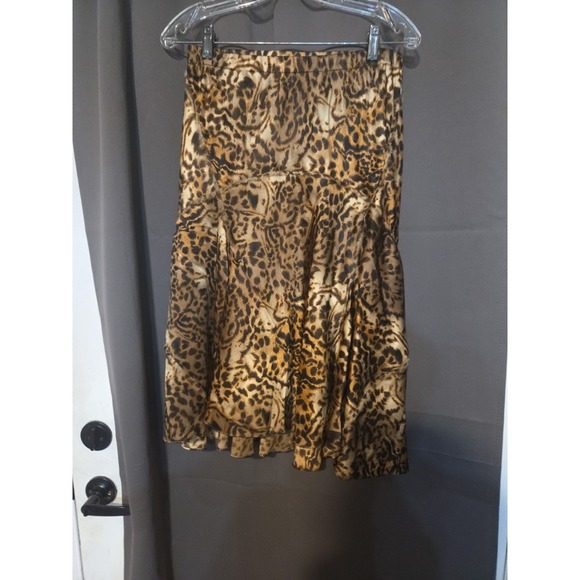 Dana Buchman Cheetah Print Skirt, Leopard Pattern, Fringe Detail, Women's Size 4 - Picture 1 of 7